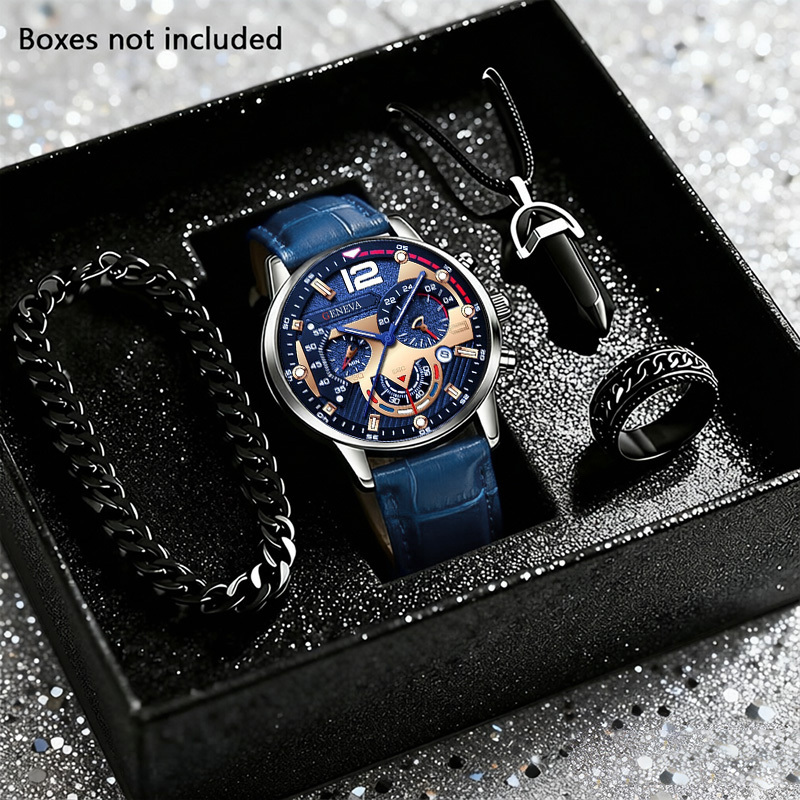 Smartwatch Watches Birthday Gift For Men - 4-częściowy zestaw męskich zegarków w luksusowym
