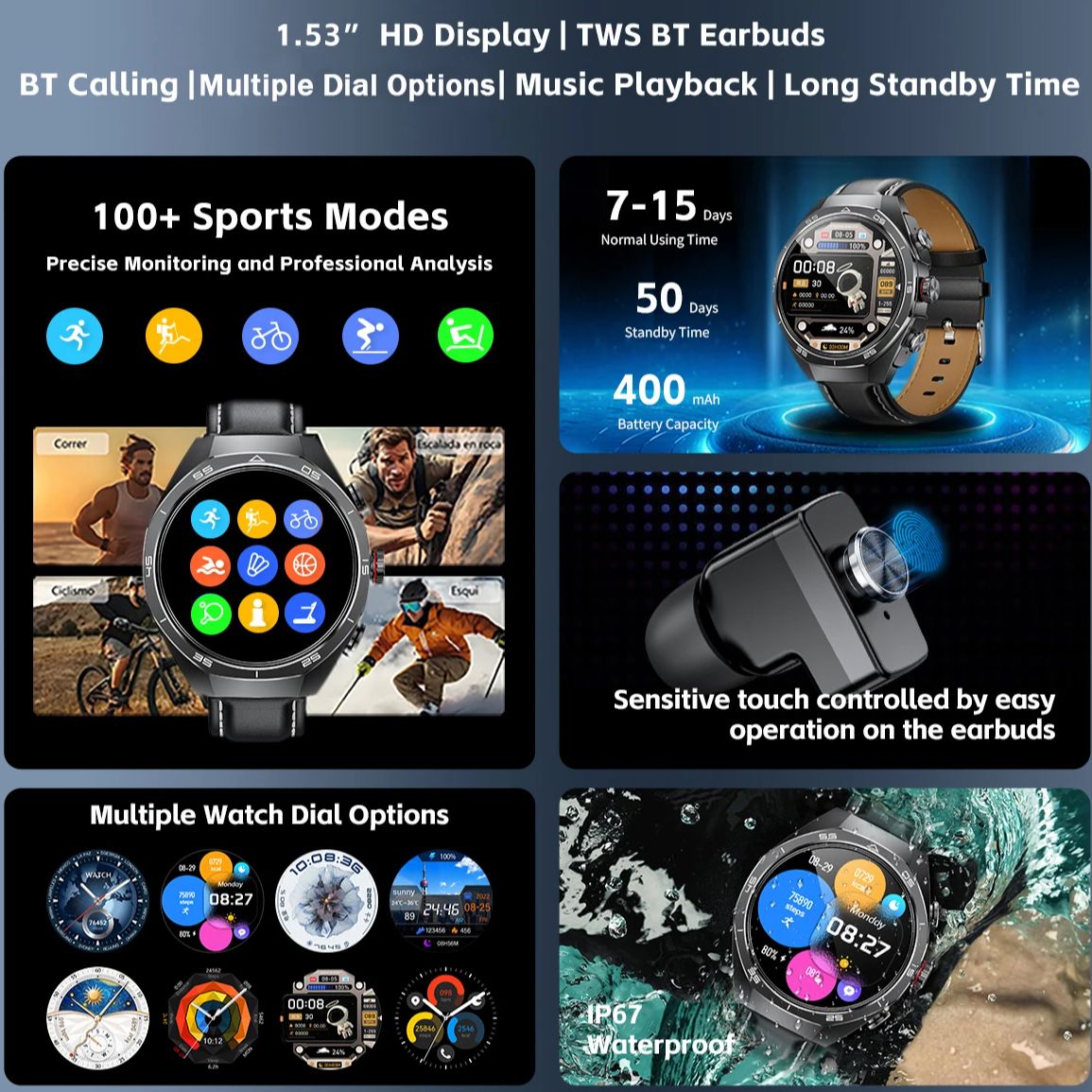 Zestaw słuchawkowy NFC Smart W – Smartwatch Health Watches For Men recenzja i cena